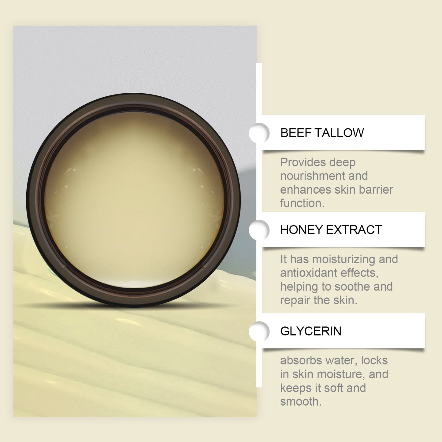 Beef Tallow & Honey Facial Moisturizer